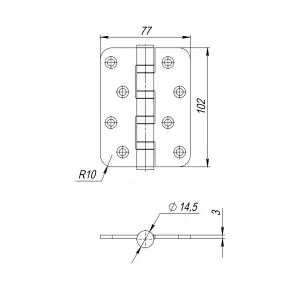 Петля из нержавейки универсальная IN4400U-R10 INOX black (4BB-R10 102х76х3) NoLogo