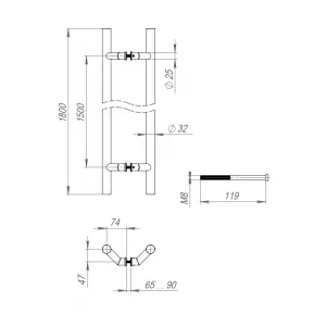Ручка-скоба PULL.PH32/1800.45 INOX 304