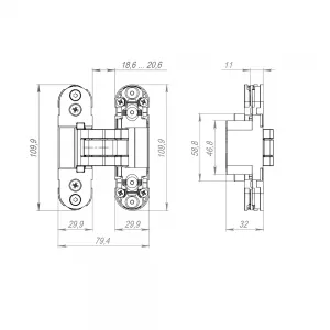 Петля скрытой установки U3D2000.TG BL черный