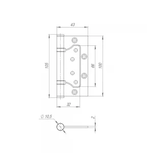 Петля универсальная без врезки IN4300W BL (300-2BB 100x2,5) (чёрный)