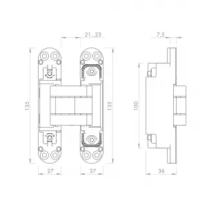 Петля скрытой установки U3D7800.VPG FSG флор. золото TECH