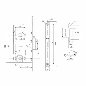 Защелка врезная PL96WC-50/BL BL (черный)