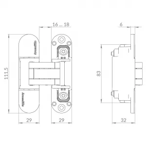 Петля скрытой установки U3D6002.TG BL черный