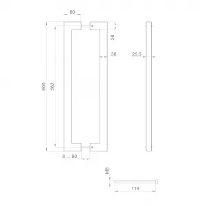 Ручка-скоба PULL.PH38/600.26 INOX 304 (PH-26-38/600-INOX) BLACK