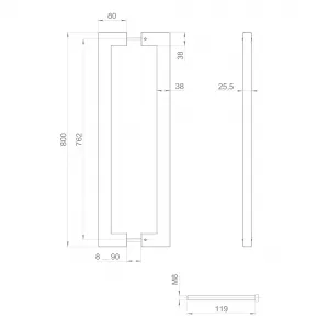 Ручка-скоба PULL.PH38/800.26 INOX 304 (PH-26-38/800-INOX) BLACK