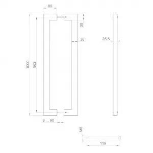 Ручка-скоба PULL.PH38/1000.26 INOX 304 (PH-26-38/1000-INOX) BLACK