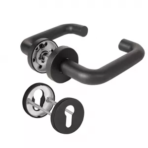 Комплект дверных ручек с накладками под цилиндр FR.DH57.0219 NE (DH-0219 NE) 9x140 мм, BL-24 черный