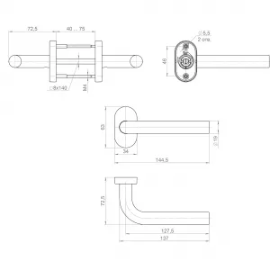 Ручка раздельная R.DSS201-0201P/19 INOX 201 (овальное основание)