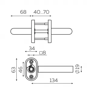 Ручка раздельная R.DSS201-0204P/19 INOX 201 (овальное основание)