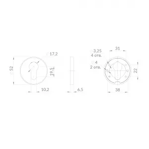 Накладка под цилиндр ET.R.EST.R52 CP-8 хром