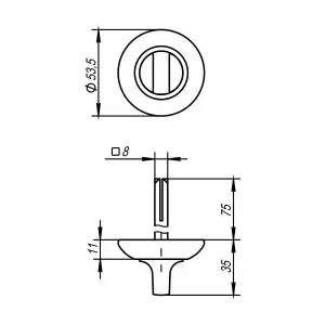 Ручка поворотная BKW8/75-0803 CP-8 хром